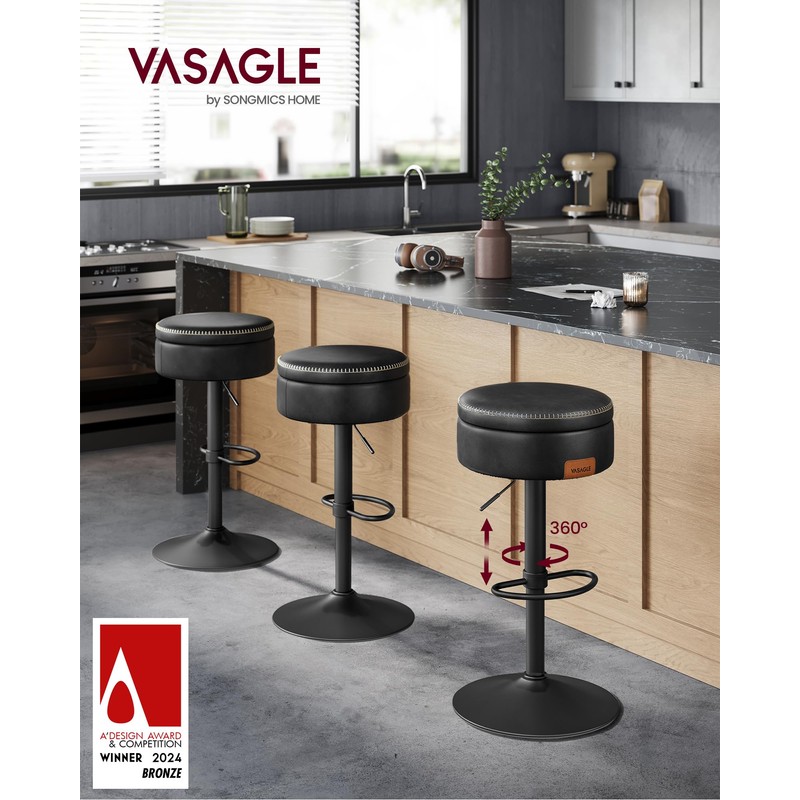 VASAGLE EKHO Collection - 360° Swivel Bar Stool, Height Adjustable