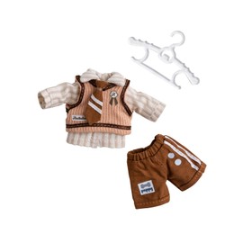 YMY Ob11 Doll Clothes 1/12 Scale Shirt Tie Waistcoat Pants Boys Uniform Set for BJD GSC Doll Clothing(Curry)