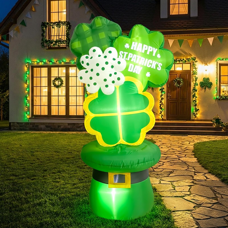 OurWarm 6FT St Patricks Day Inflatables Outdoor Decorations, St. Patrick's