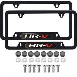 2PCS License Plate Frames Compatible with Honda HRV Cars, Universal Aluminum Alloy Car License Plate Holders with 4 Holes for HR-V Owners（It Will not Cover The License Plate）
