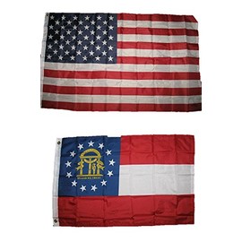 AES 2x3 2'x3' Wholesale Lot Combo: USA American w/State of Georgia Flag