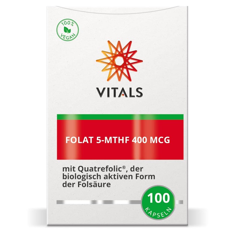 Vitals Folate 5-MTHF - 400mcg Folic Acid with Quatrefolic, 100