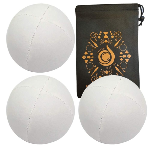 3 x Pro 115g Cascade Classic Juggling Balls - Thud Juggling Balls & Bag - Set of 3 Juggling Balls (White)