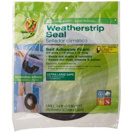 Duck Brand Self Adhesive Foam Weatherstrip Seal for Extra Large Gaps, 3/4-In x 1/2-In x 10-Ft, 1 Roll, 284426
