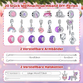 Gaeymy Jewellery Advent Calendar 2024, Advent Calendar Children's Charms Bracelet Advent Calendar Necklaces Women Teenagers Christmas Calendar Girls DIY Jewellery Filling Gifts 6 7 8 9 10 11 12 Years