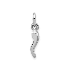 14k Yellow Gold Italian Horn Good Luck Charm Pendant, 15mm Length (Sterling SIlvel)