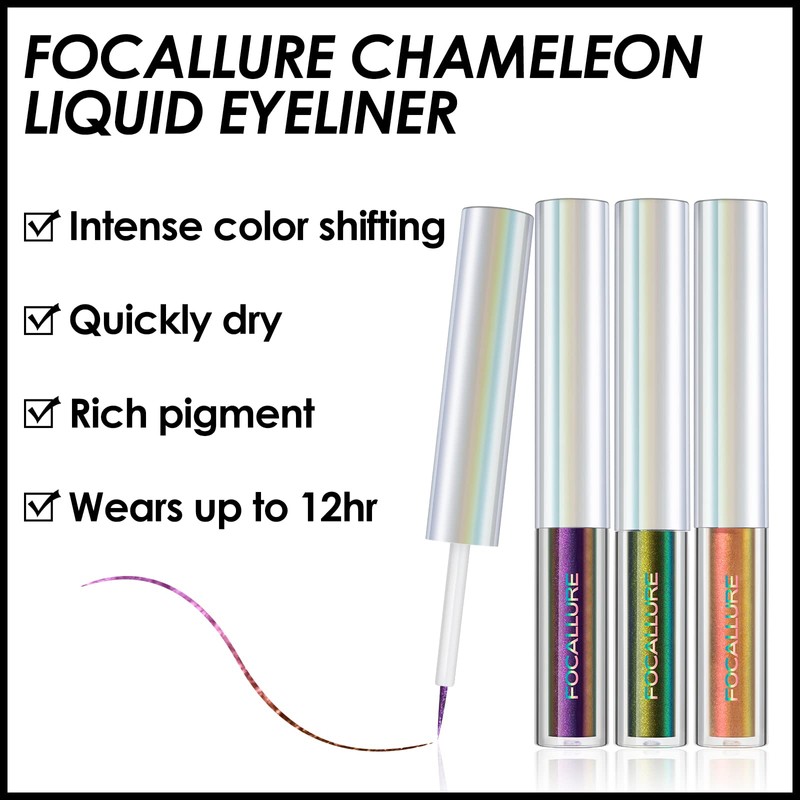 FOCALLURE Chameleon Liquid Eyeliner,Intense Color Shifting Eyeliner Pen,Metallic Multi-Reflective Finish,Sweatproof,Smudge-proof,Ultra-Fine