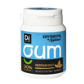 DC24 DAILY CARE Xylitol Chewing Gum with Erythritol, Aspartame Free & Sugar Free Gum, Low-Calorie, Sugarless, Natural Peppermint, 60 Pieces (Pack of 1) - Flavor: Peppermint