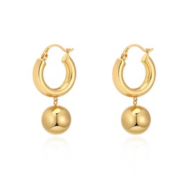 Milan Chiva 14K 18K Gold Plated Dangle Hoop Huggie Abalone Shell Earrings Lightweight Statement Teardrop Dainty Leverback Earrings for Women Trendy MCE-1044GD