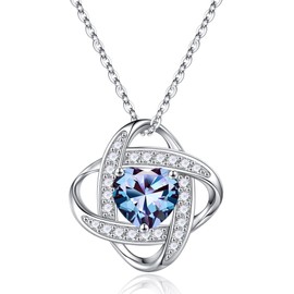 TINGN Wife Girlfriend Birthday Gifts for Women, 925 Sterling Silver June Birthstone Necklace for Women Alexandrite Jewellery Anniversary Birthday Gifts for Women Her Wife