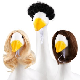 Dansydaisy 3 Pcs Porch Goose Wigs,Porch Goose Outfit Suitable for 17 Inch and 23 Inch Statue,Cute Outdoor Statue Accessories,Patio Yard Goosey Wig for Lawn Goosey Garden(Shocking)