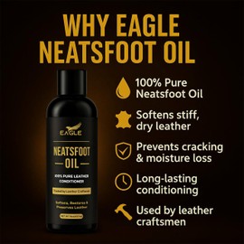 100% Pure Neatsfoot Oil – 250 mL Leather Conditioner & Restorer | Softens, Preserves & Protects Saddles, Boots, Bags & Leather Gear | Deep Conditioning Formula