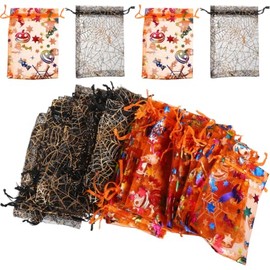 Artibetter 60 Bolsas de Organza Halloween con Cordón