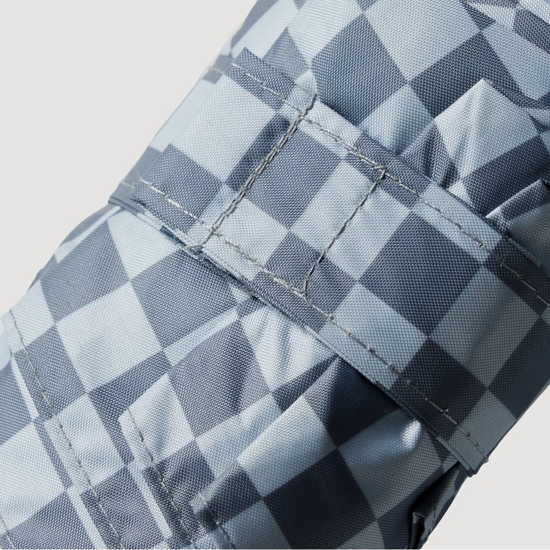 JAJU [JAJU] Pouch Flat 5-Section Blackout Sun Umbrella_Blue Grey Checkered