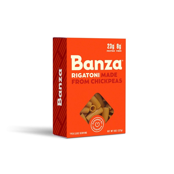 Banza Chickpea Pasta, Rigatoni - Gluten Free Healthy Pasta, High Protein, Lower Carb and Non-GMO - (Pack of 6)