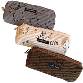 Pencil Case Kawaii Cute Pencil Case Pencilcase Stickers Stationery (Brown)