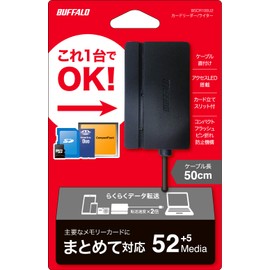 Buffalo BUFFALO USB 2.0 Multi-Card Reader, Standard Model, Black BSCR105U2BK
