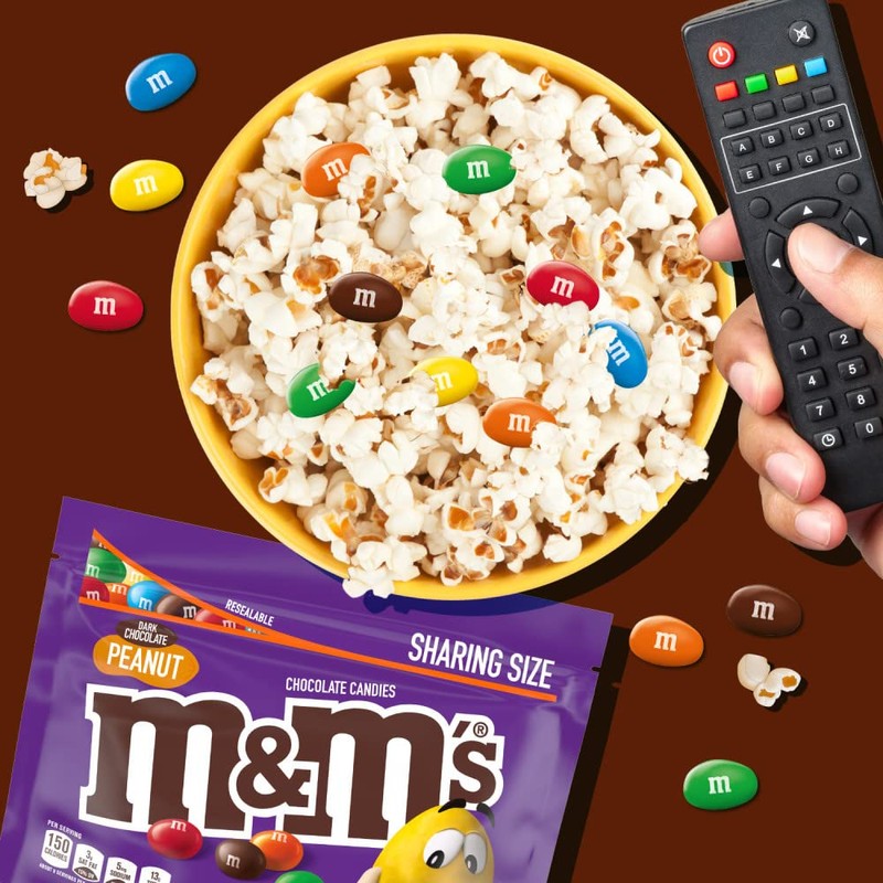 M&M'S Peanut Dark Chocolate Candy Bulk, 9.4 oz Resealable Bag