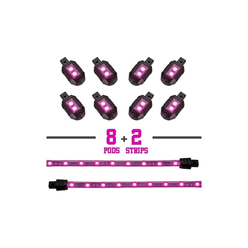 XKGLOW Pink 8 POD 2 Strip LED Universal Motorcycle Accent