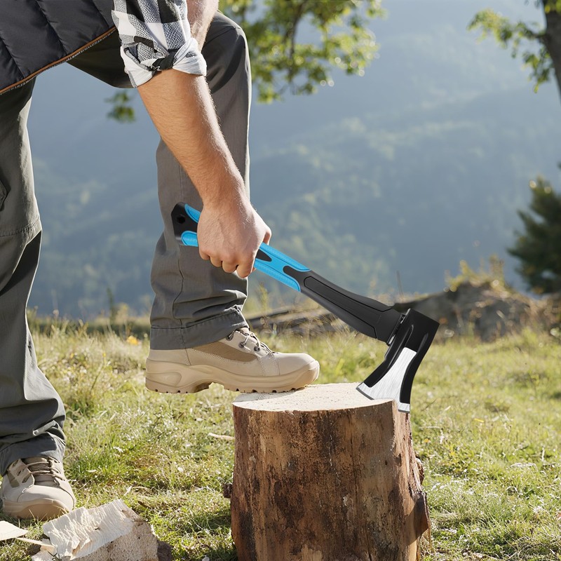 Splitting Axe, 15” Camping Outdoor Hatchet for Wood Splitting and