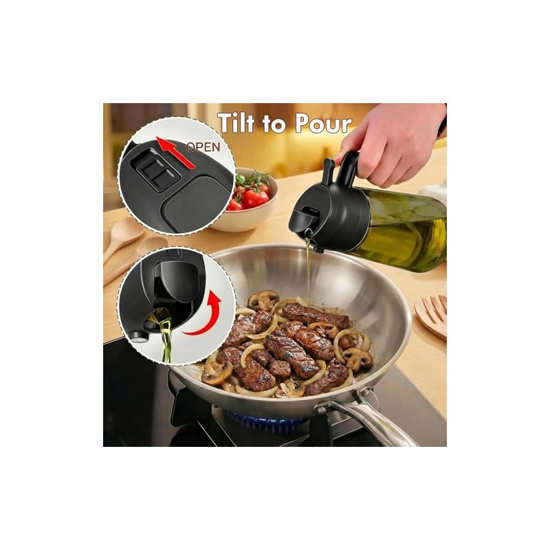 Poshetion 2 in 1 Olive Oil Sprayer - Light-Proof Glass