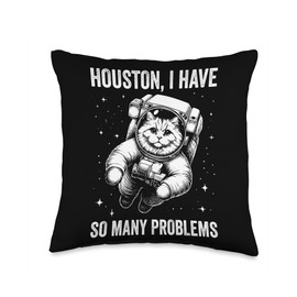 Cat Dad Mom Space - Houston Problem Domestic Longhair Throw Pillow