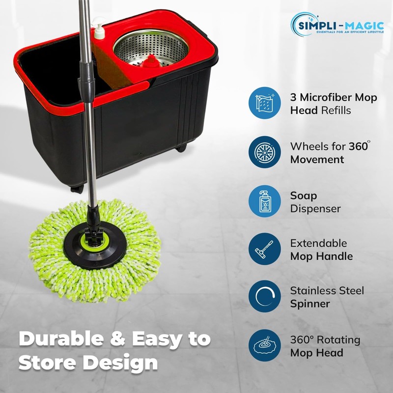 SIMPLI-Magic 360° Spin Mop and Bucket with Wringer – 3