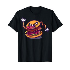Angry Cartoon Hamburger Fun Character T-Shirt