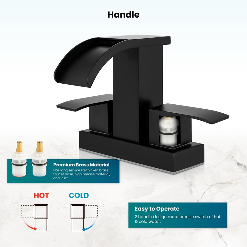 gotonovo Waterfall 4 Inch Centerset Bathroom Sink Faucet 2 Handle