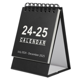 NUOBESTY Mini Desk Calendar 2024.07-2025.12 Portable Small Desktop Calendar Standing Flip Academic Year Monthly Calendars for Planning Organizing Daily Scheduler(Black)