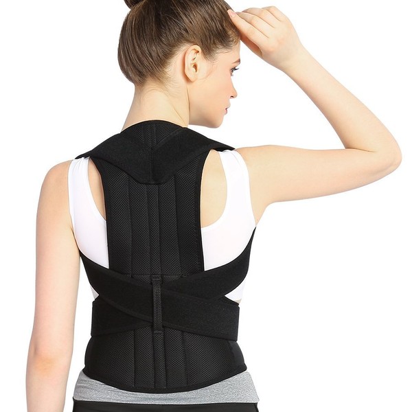 ZJchao Back Posture Corrector, Adjustable Back Support Posture Corrector Brace Posture Belt for Men Women Back Shoulder Support Belt (L)