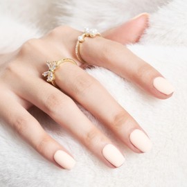 WOOYAS Press On Nails Short Square, Nude Fake Nails Solid Color False Nails Short, Handmade Glue On Nails with Feature Matte Gel Finish, Short Nails for Women and Girls 24Pcs