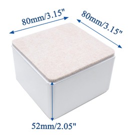 Bonsicoky 4 Pcs Self-Adhesive Furniture Bed Risers, Square Heavy Duty Carbon Steel Sofa Table Risers Adds 2" Height with Felt Pad, White