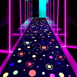 SEBKQ Neon Dance Floor Runner Rugs, UV Black Light Reaction Non-Slip Carpet, Glow in The Dark Party Supplies for Birthday, Wedding, Raves(118in×23in×0.39in)