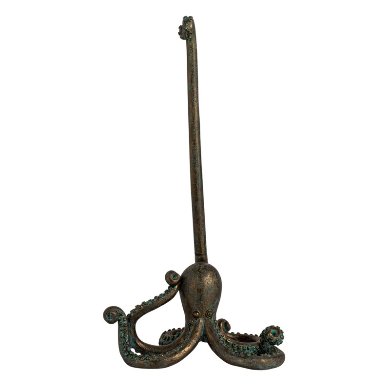 Creative Co-Op Resin Octopus Paper Towel Holder, Verdigris Finish
