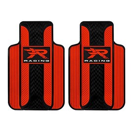 Plasticolor Red R Racing Universal-Fit Molded Front Floor Mats - Set of 2