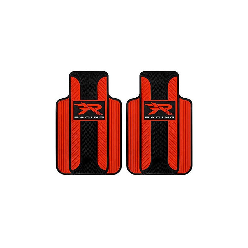 Plasticolor Red R Racing Universal-Fit Molded Front Floor Mats -