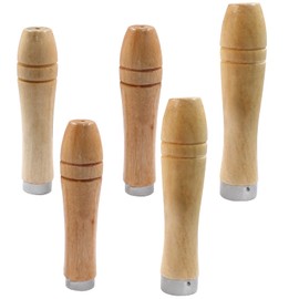 PHITUODA 10pcs Wooden File Handle with Strong Metal Collars, Round Small Ergonomic Wooden Handle for 4"-7" File Cutting Tool Craft (5pcs 4mm + 5pcs 5mm)