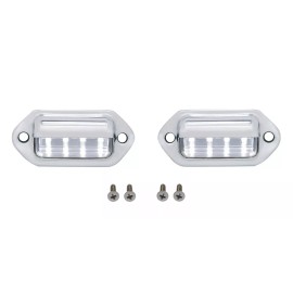 GCC 2.5" Front Rear Rectangular 4 White LED Chrome License Plate Utility Light Pair