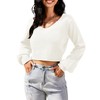 ZAFUL Women's Cropped Sweater V-Neck Long Sleeve Crop Sweater Pullover