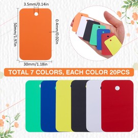 SOFPLATE 140Pcs 7 Colors Orange Shipping Tags Blank Waterproof Plastic Tags Colorful Rectangle 1.18 x 1.97 Inch Eyelet Hanging Identification Label for Identify Name ID Card Handbag Outdoor Luggage