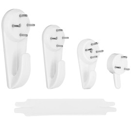 Non-Trace Picture Hooks Set, Non-Trace Picture Hanging Kit (4 Sizes), Sturdy Plastic Wall Hooks for Hard Plasterboard Drywall Concrete Brick Wall, 90pcs