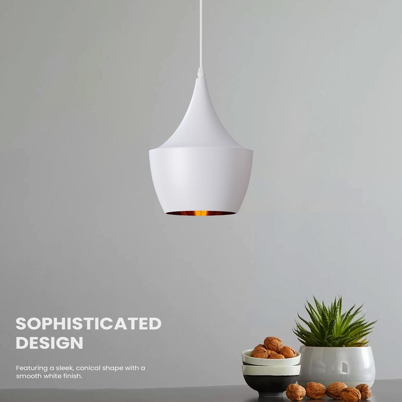LEDSone Industrial Pendant Light, White Contemporary Hanging Light E27 Lamp