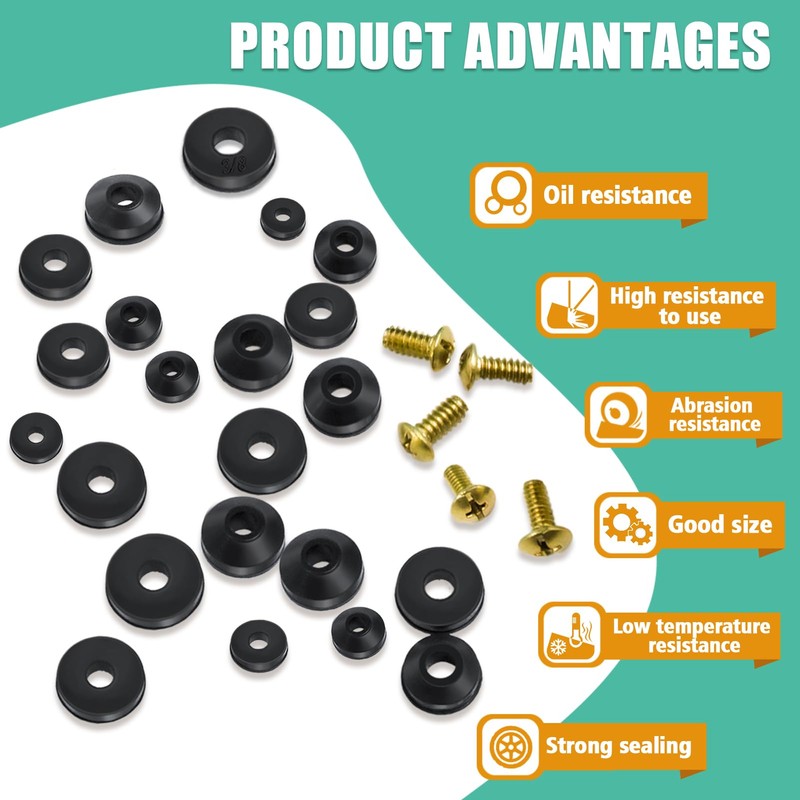 XBVV 106 PCS Faucet Washer Assortment Kit with Assorted Flat