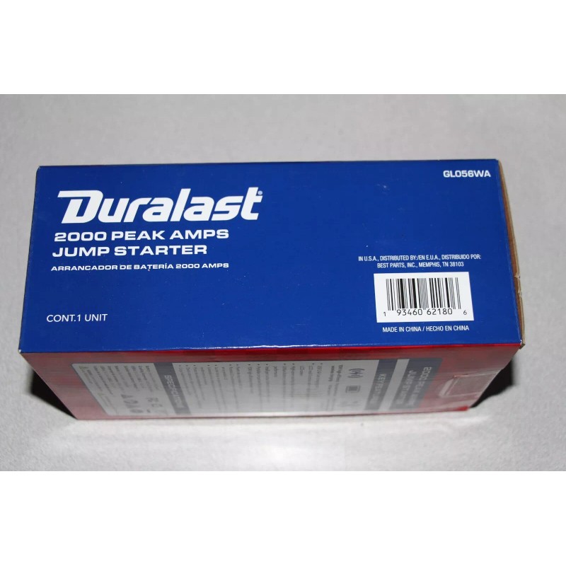 Duralast GL056WA 2000 Peak Amps Jump Starter+ USB Power Pack