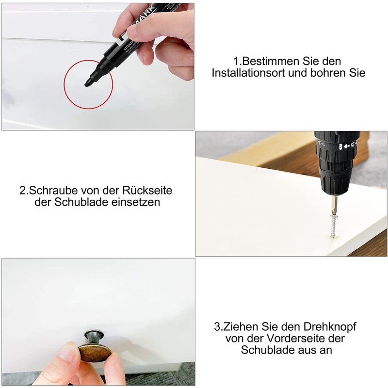 NC 10 Pcs Vintage Round Drawer Handle Retro Pull Handles