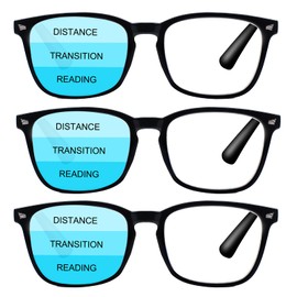 BONCAMOR Progressive Multifocus Reading Glasses Men Women 3 Pack Anti Blue Light Eyestrain Quality Computer Readers (3 Black, 3.0)