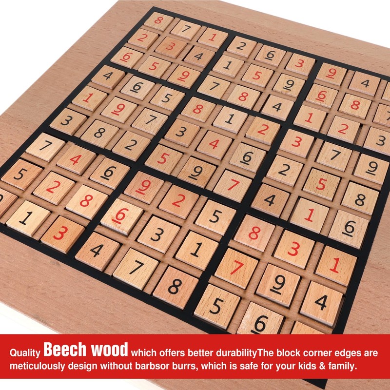 GOTHINK Wooden Sudoku Puzzle Set, Challenge Your Mind with 11.6