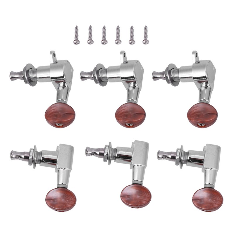 Tuner Pegs Tuning Machine Heads Button Silver Wooden Folk Guitar