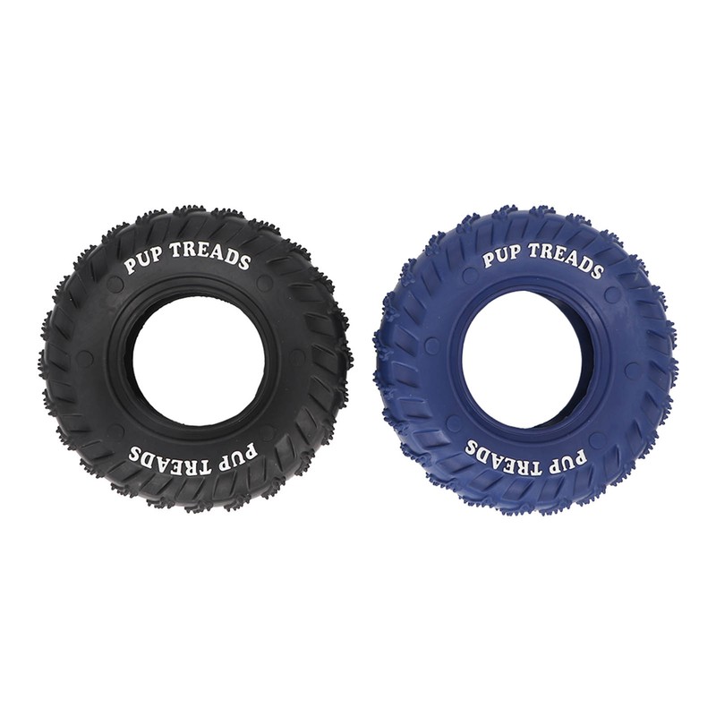 2Pcs Blue Black Rubber Tire Dog Chew Toy Safe Tire